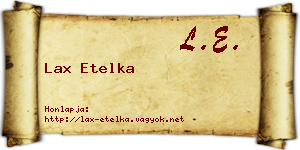 Lax Etelka névjegykártya